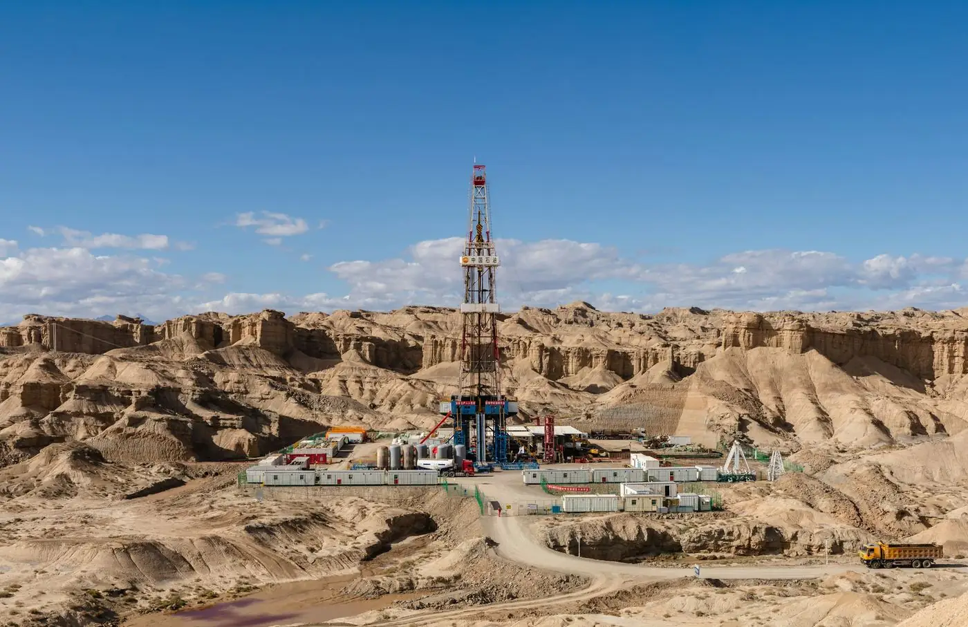 Drilling rig in dry hills